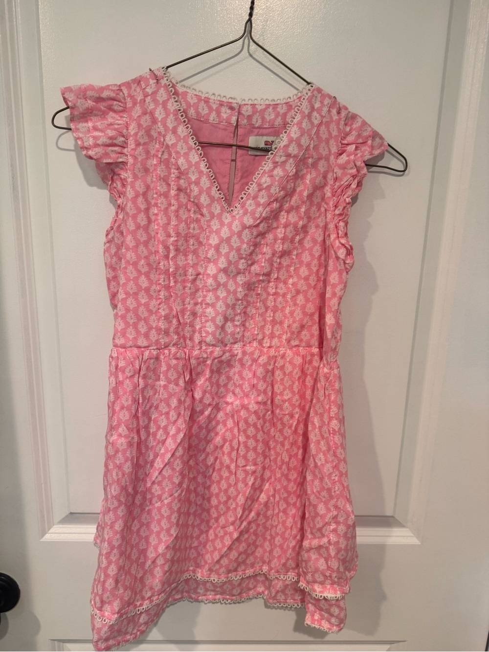 Vineyard Vines Pink Printed V-Neck Flutter Sleeve Dress